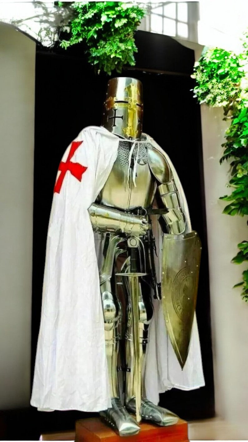 Medieval Knights Templar Armor Suit, Full Steel Templar body Suit fully Wearable.