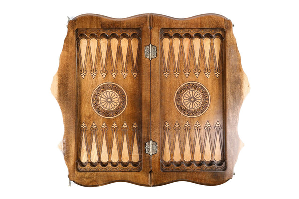 Premium Classic Wooden  2-in-1 Chess-Backgammon Board With Mount Ararat Outline Handcrafted