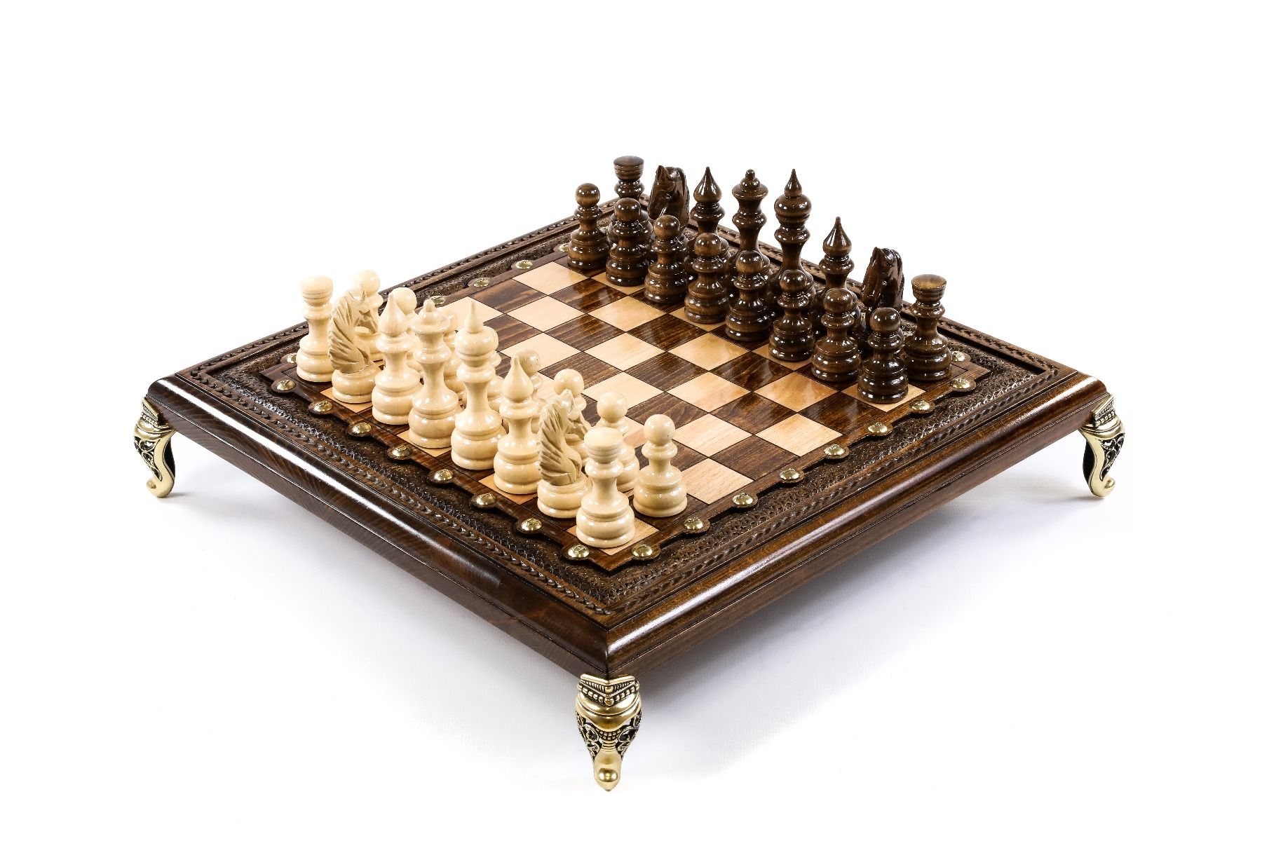 Square Chess with Bronze Legs Handcrafted