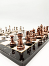 Large Premium Chess Set With Metal Pieces Board, Classic Chess Pieces Copper, Gold, Silver, Black And White