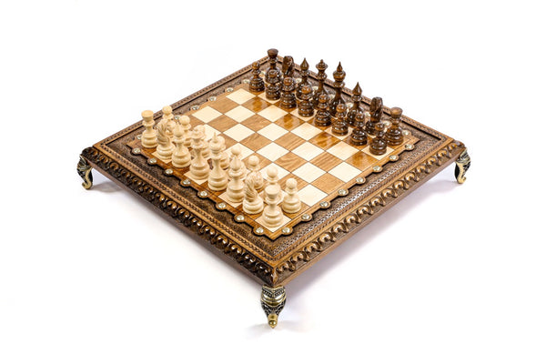 Square Chess with Bronze Legs Handcrafted