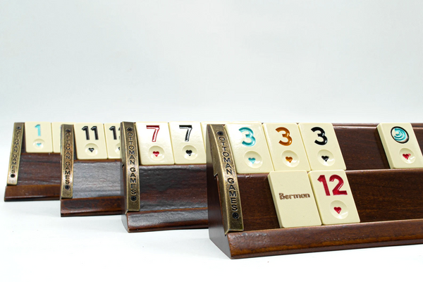 Premium Wooden Rummikub Oval Shaped Elliptic Rummicube Racks Customizable Rummy Set Geschenk