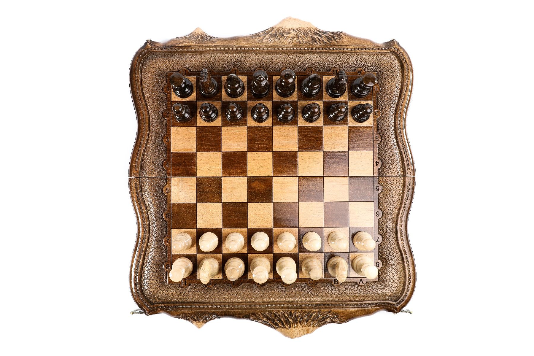 Premium Classic Wooden  2-in-1 Chess-Backgammon Board With Mount Ararat Outline Handcrafted