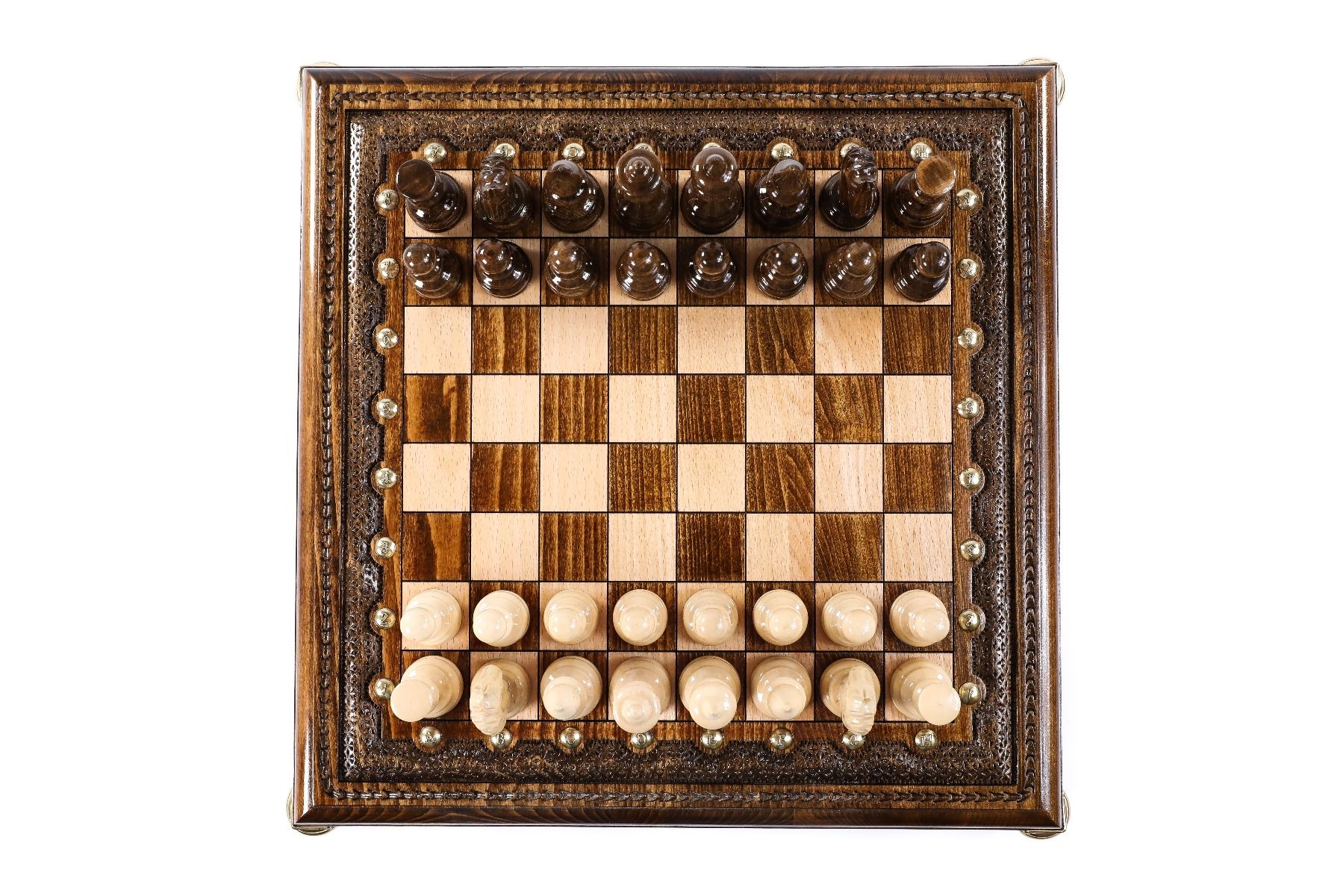 Square Chess with Bronze Legs Handcrafted