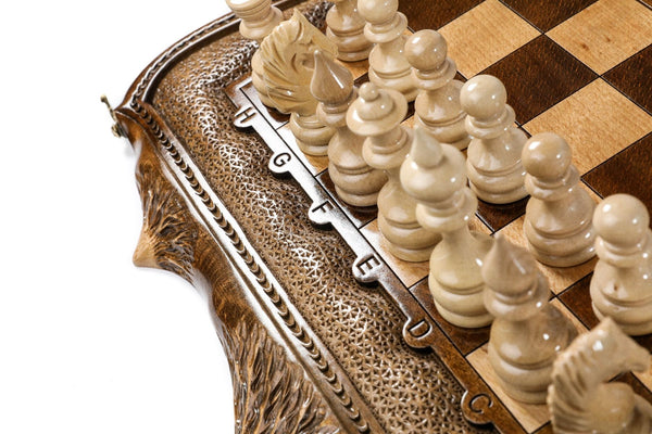 Premium Classic Wooden  2-in-1 Chess-Backgammon Board With Mount Ararat Outline Handcrafted