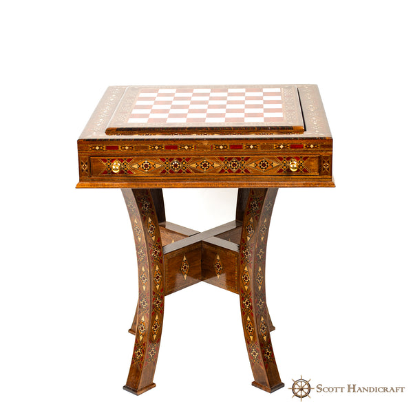 PREMIUM CHESS, BACKGAMMON & CARD GAMES TABLE HANDCRAFTED BY SCOTT HANDICRAFTS