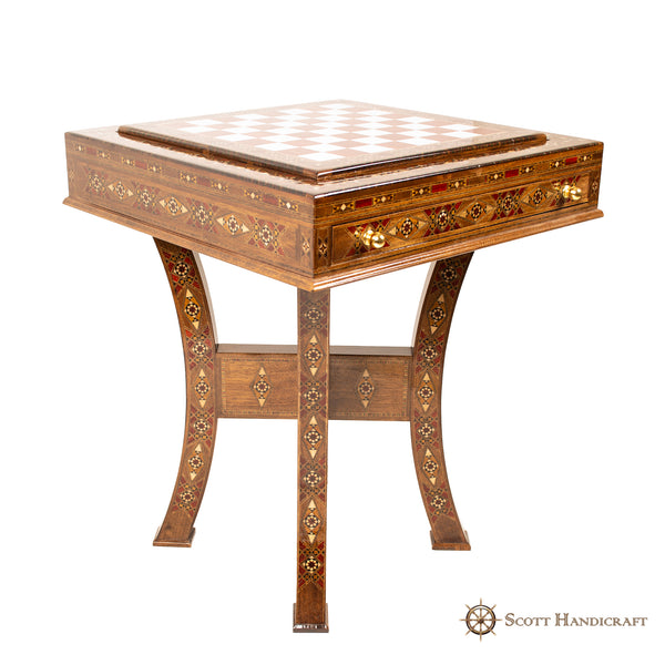 PREMIUM CHESS, BACKGAMMON & CARD GAMES TABLE HANDCRAFTED BY SCOTT HANDICRAFTS