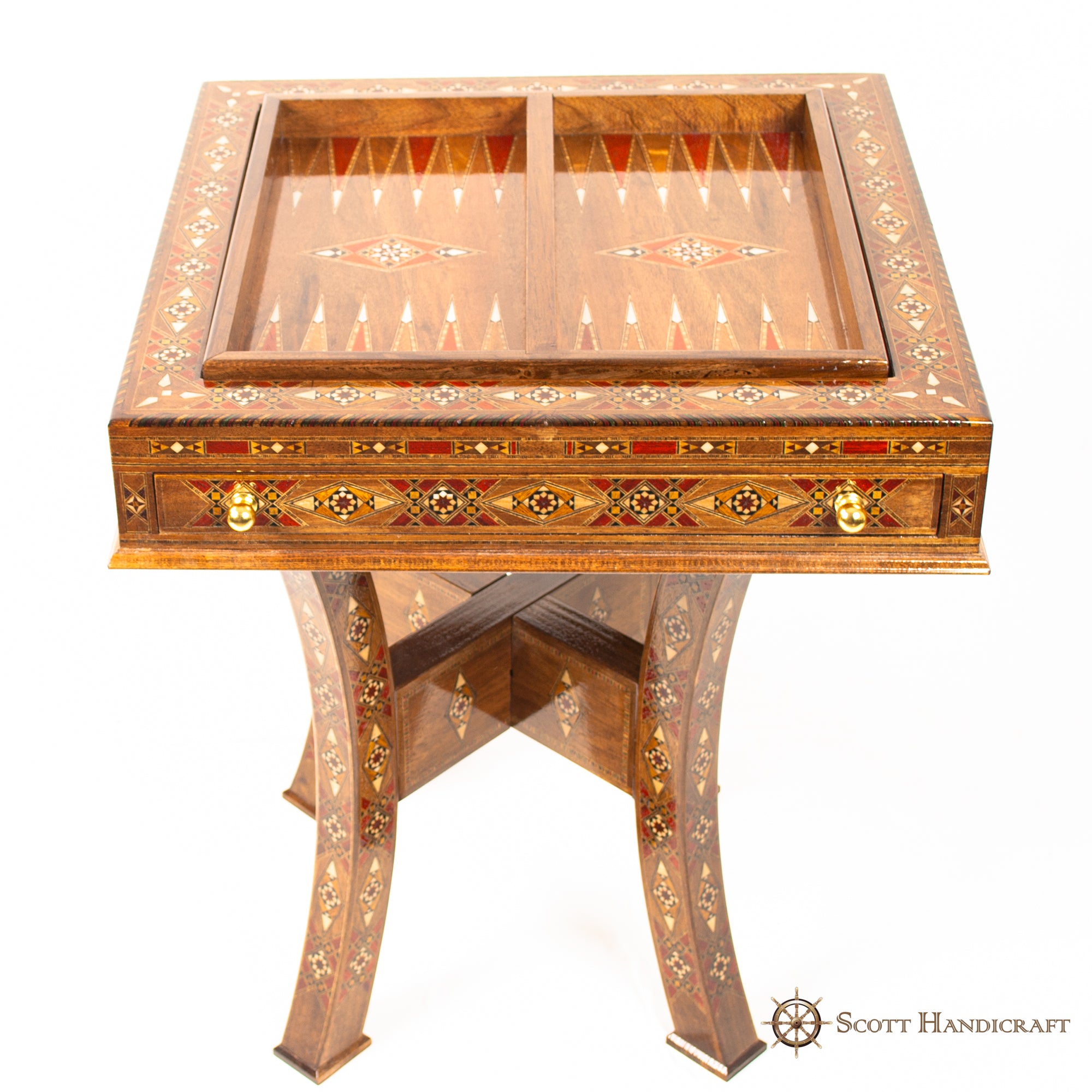 PREMIUM CHESS, BACKGAMMON & CARD GAMES TABLE HANDCRAFTED BY SCOTT HANDICRAFTS