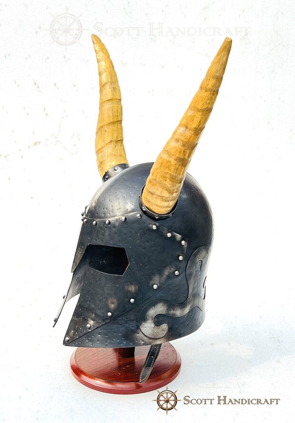 Skyrim Helm of Yngol Horned Helmet,16-gauge Solid Steel Halloween Cost