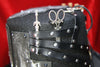 Steampunk Black Top Hat with Gears, Goggles, and Leather Accents