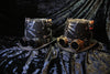 Steampunk Black Top Hat with Gears, Goggles, and Leather Accents