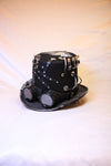 Steampunk Black Top Hat with Gears, Goggles, and Leather Accents