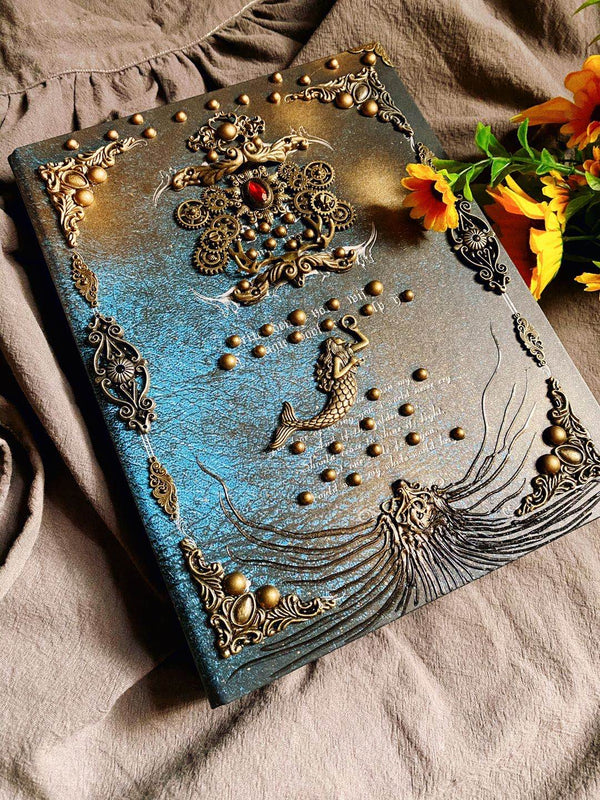 Handcrafted Vintage Steampunk Journal with Ornate Metal Accents