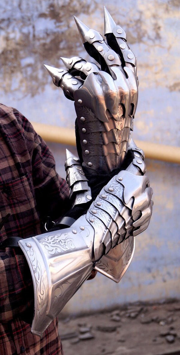 Armor Gauntlets Steel Gloves Armor Pair Medieval Knight Costume- Medieval Gloves Set