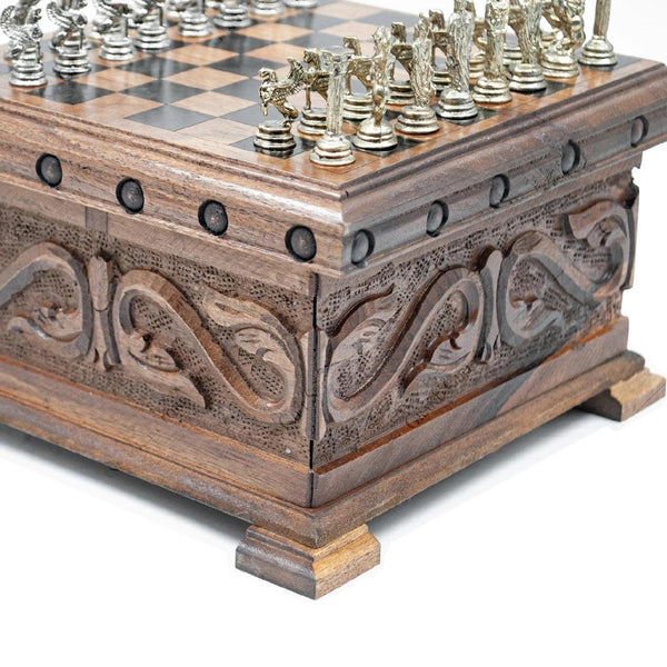 Chess Set with Storage, Handmade Custom Chess Set & Board with Hidden Key