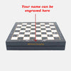 Metal Chess Pieces, Wooden Engraved Chess Board & Personalized Chess Set