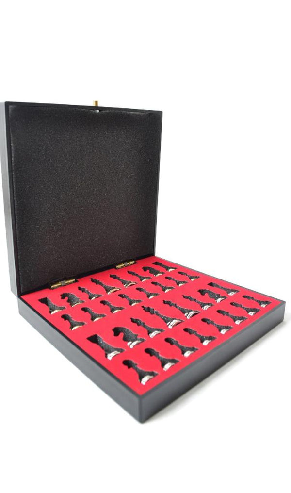Metal Chess Pieces, Wooden Engraved Chess Board & Personalized Chess Set