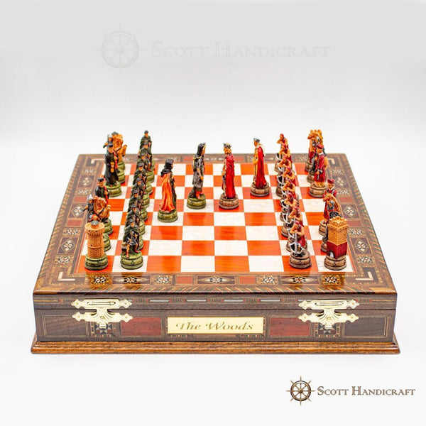 King Arthur's Castle Camelot Chess Pieces with Rosewood Chess Board-Premium Quality