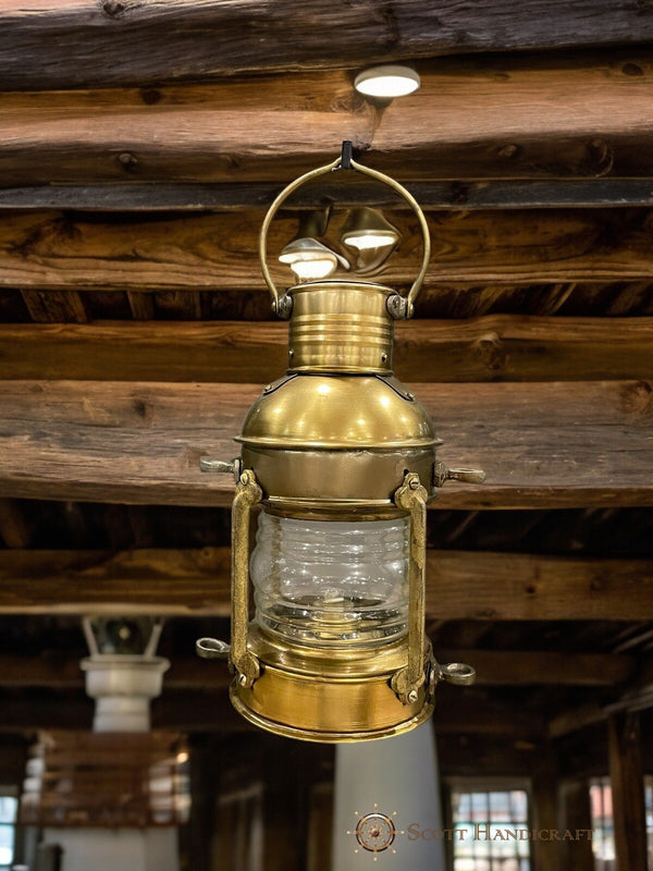 Antique Finish Nautical Ship Lantern Lamp, Maritime Charm for Your Home or Boat