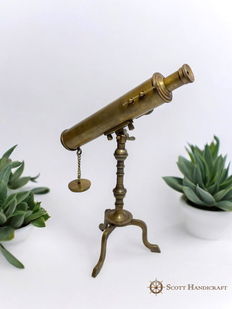 Tripod Telescope Brass Antique Finish - Handcrafted, Decorative