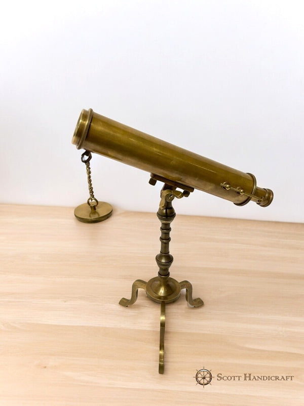 Tripod Telescope Brass Antique Finish - Handcrafted, Decorative