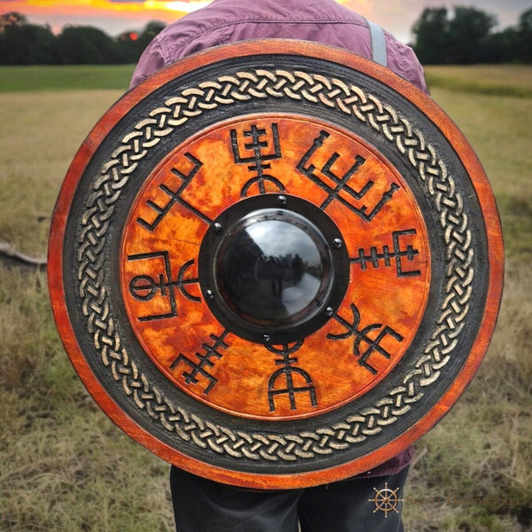 Viking Norse Compass 24" Wooden Shield, Wall Decor & Cosplay