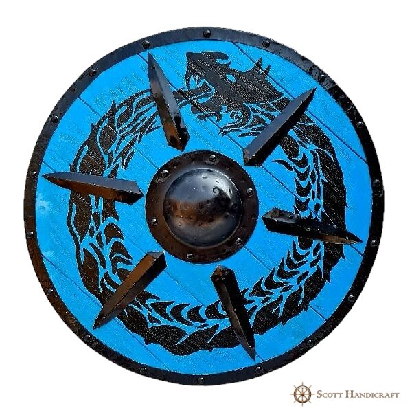 Jormungandr Plank 24" Handcrafted Wooden & Heavy Metal Dragon Viking Shield