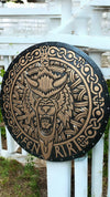 Viking Fenrir Shield - 24" Handcrafted Wooden Shield with Intricate Norse Wolf Design