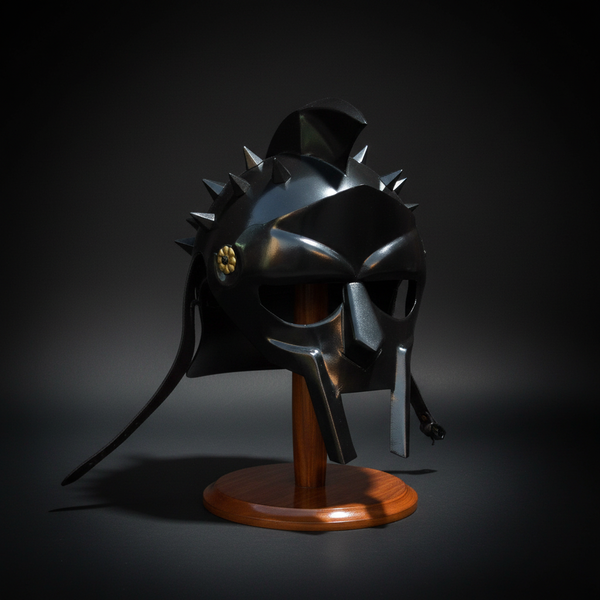 Black Gladiator Helmet - Cinematic Front Shot