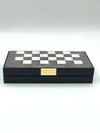 Backgammon and Chess Set, Personalize Backgammon Set with Wooden Chess Pieces and Large Chess Set with Board