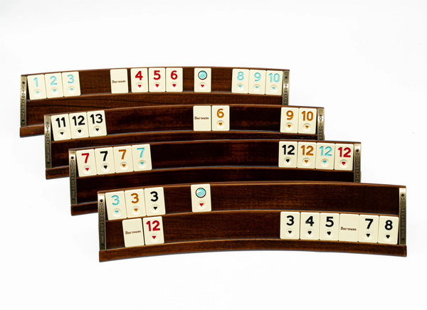 Premium Wooden Rummikub Oval Shaped Elliptic Rummicube Racks Customizable Rummy Set Geschenk