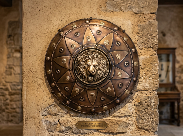Handcrafted Roman Lion Head Warrior Shield – 24" 18-Gauge Steel & Leather | Scott Handicraft