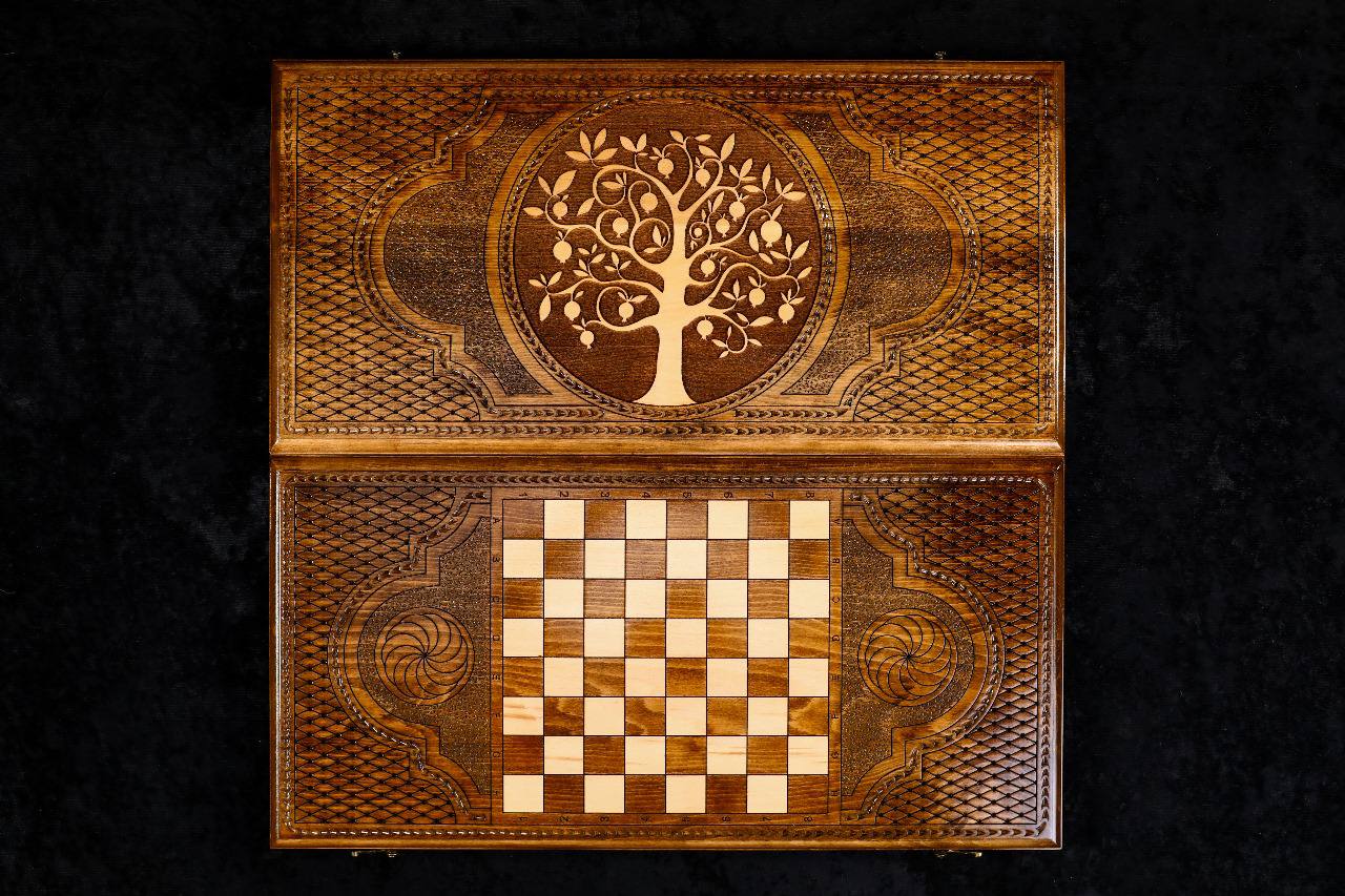 Tree of Life – Classic Handcrafted 2-in-1 Chess & Backgammon Set