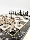 Large Premium Chess Set With Metal Pieces Board, Classic Chess Pieces Copper, Gold, Silver, Black And White