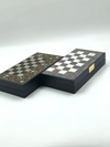 Backgammon and Chess Set, Personalize Backgammon Set with Wooden Chess Pieces and Large Chess Set with Board