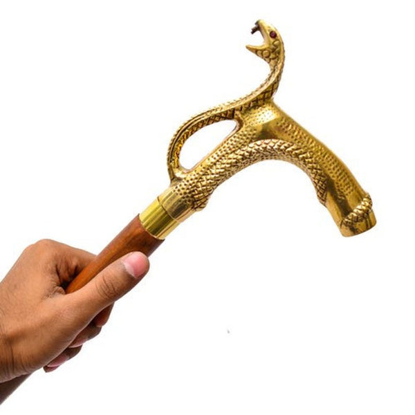 Brass Cobra Snake Design Walking Stick