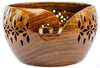 Rosewood Crafted Wooden Yarn Bowl with Carved Holes & Drills.