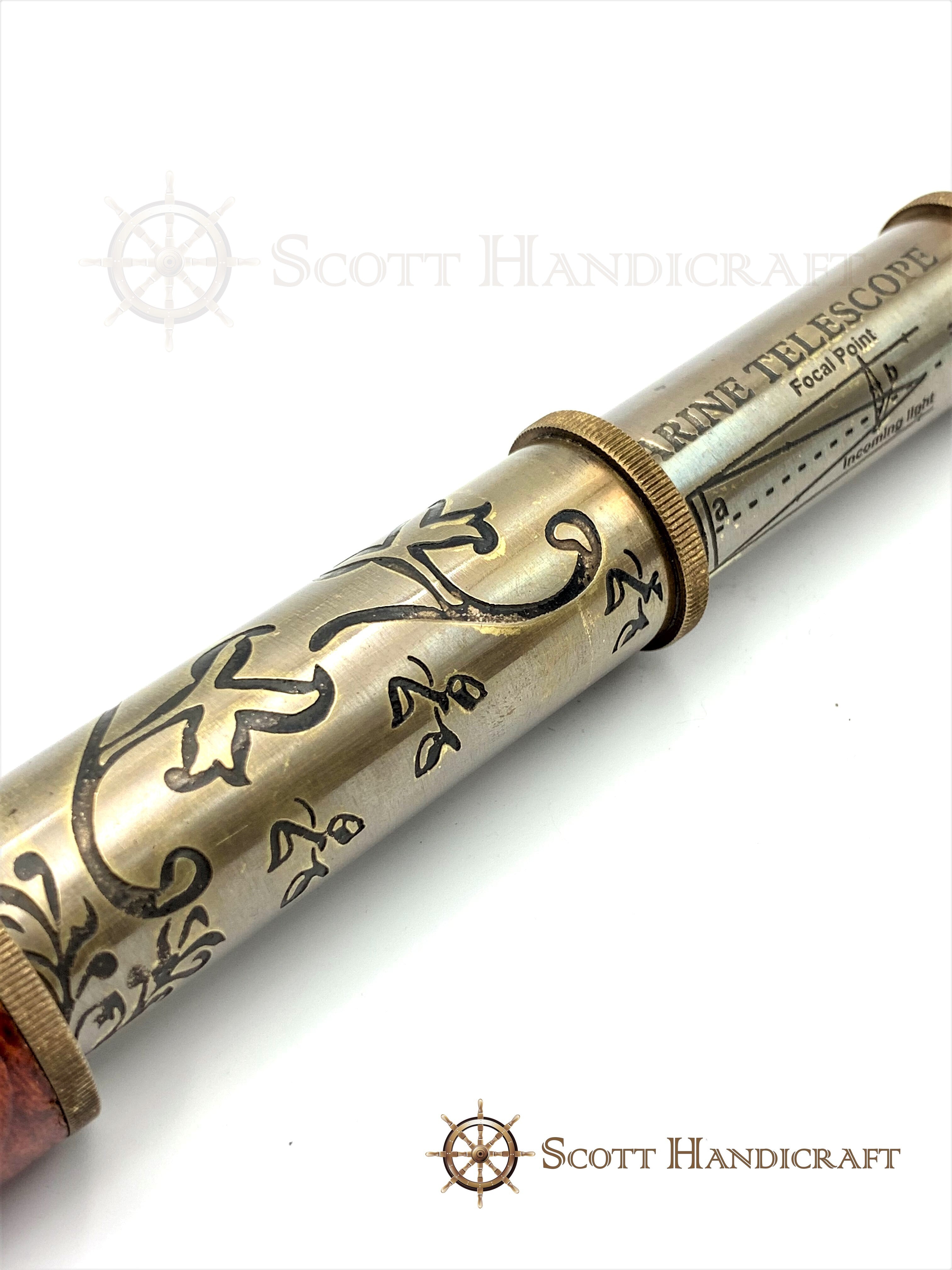 Brass & Leather Dolland London 1920  model Nautical Telescope with Leather Box - Scott Handicraft