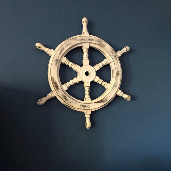 Scott handicraft Premium Nautical Handcrafted 20" White Wooden Ship Wheel