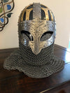 Viking Helmet Vendal Steel & Brass Viking Helmet Chain mail Helmet