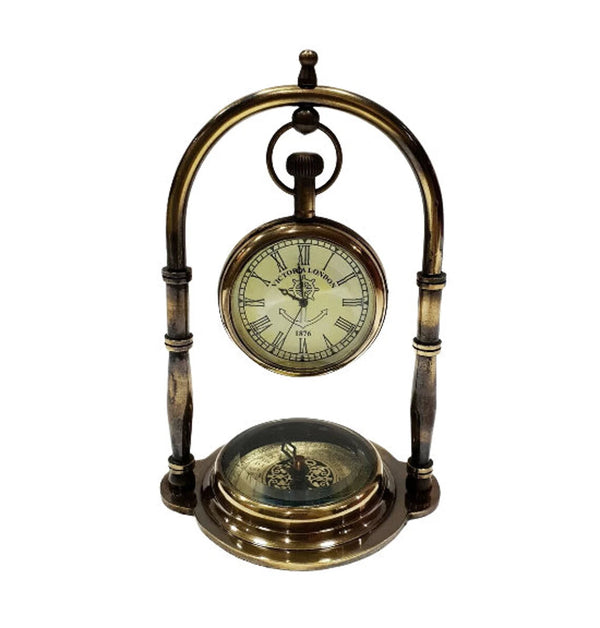 Victoria London Compass Style Nautical Maritime Ship Desk Clock Office Deck Decor Clock