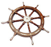 24" Ship Wheel with Brass Knob - Handcrafted Pirate Rustic Captain's Wall Décor for Home