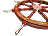 24" Ship Wheel with Brass Knob - Handcrafted Pirate Rustic Captain's Wall Décor for Home