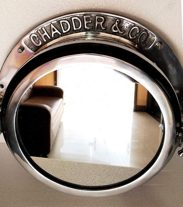 Stunning Porthole Mirror Silver Nickel Aluminum - Scott's New Collection