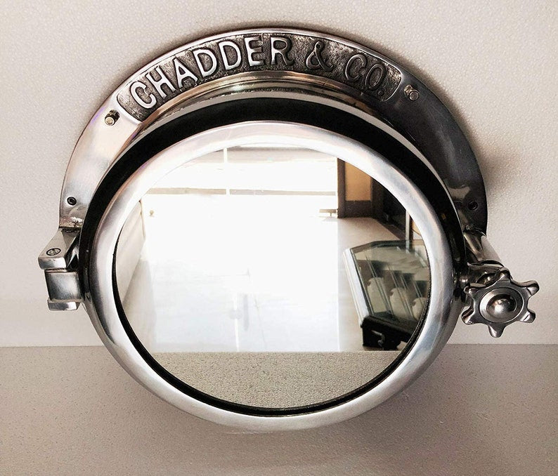 Stunning Porthole Mirror Silver Nickel Aluminum - Scott's New Collection