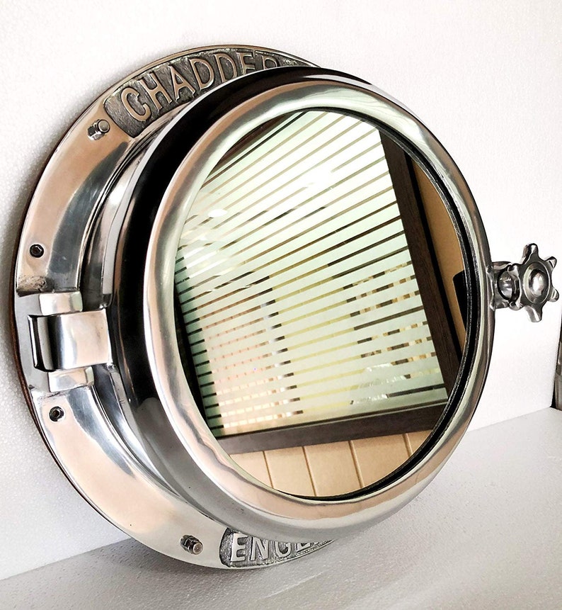 Stunning Porthole Mirror Silver Nickel Aluminum - Scott's New Collection
