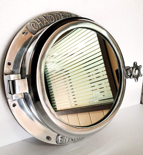 Stunning Porthole Mirror Silver Nickel Aluminum - Scott's New Collection