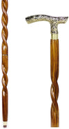 Handmade Spiral Rope Style Victorian Handcrafted Head Brass Walking Sticks.