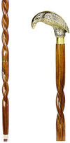 Handmade Spiral Rope Style Victorian Handcrafted Head Brass Walking Sticks.