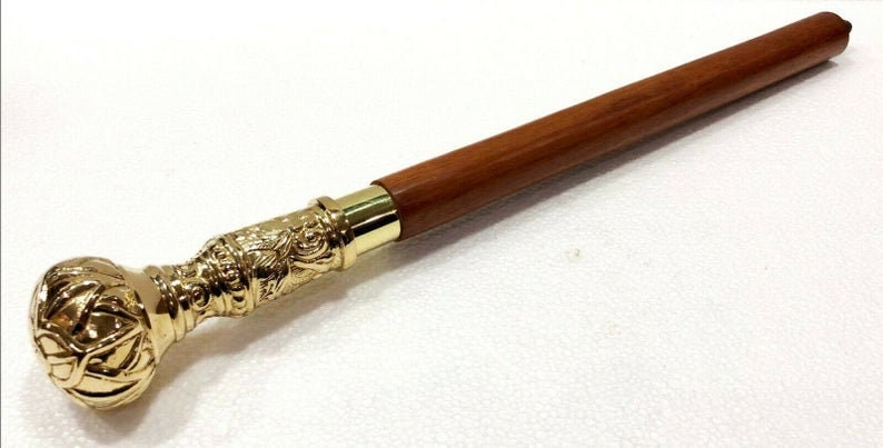 Brass Knob Designed Handle Wooden Walking Stick